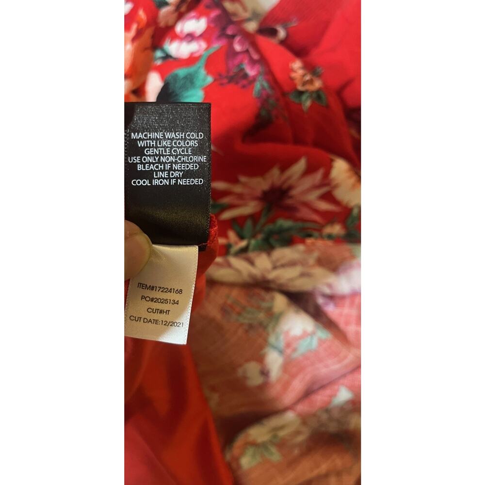 Torrid Red Floral Border Print Midi Sundress Womens 2 2X NWOT Pockets Smocked - Picture 5 of 5